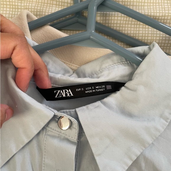 Zara Light Blue Cropped Button-up - Size S - Picture 4 of 7